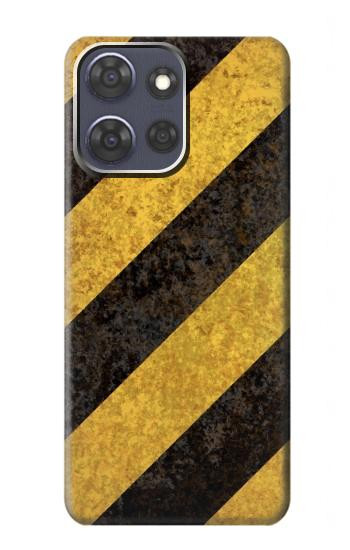 S2231 Noir et Jaune Ligne de risque rayé Etui Coque Housse pour Motorola Moto G Power (2025)