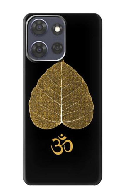 S2331 Feuille d'or bouddhiste Symbole de l'OM Etui Coque Housse pour Motorola Moto G Power (2025)