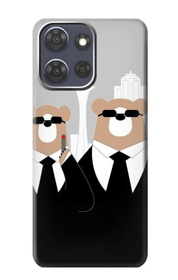 S3557 Ours en Costume Noir Etui Coque Housse pour Motorola Moto G Power (2025,2026)