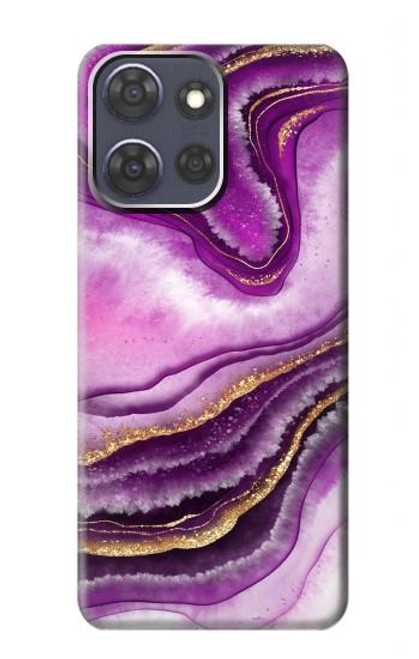 S3896 Stries d'or en marbre violet Etui Coque Housse pour Motorola Moto G Power (2025)