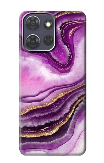 S3896 Stries d'or en marbre violet Etui Coque Housse pour Motorola Moto G Power (2025,2026)
