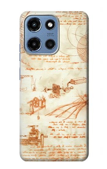 S0566 Dessin technique Da Vinci Etui Coque Housse pour Motorola Moto G 5G (2025)