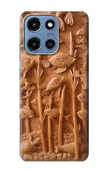 S1307 Poissons Sculpture sur bois imprimé graphique Etui Coque Housse pour Motorola Moto G 5G (2025)