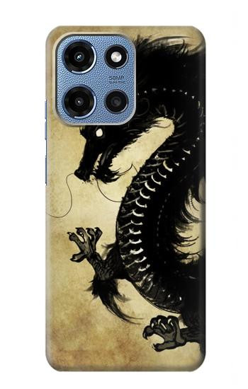 S1482 Peinture Noir dragon Etui Coque Housse pour Motorola Moto G 5G (2025)