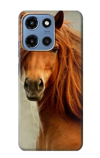 S1595 Beau cheval marron Etui Coque Housse pour Motorola Moto G 5G (2025)