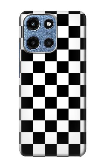 S1611 Échiquier Damier Noir Blanc Etui Coque Housse pour Motorola Moto G 5G (2025)