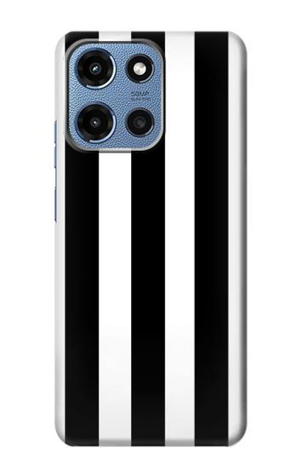 S2297 Noir et blanc rayures verticales Etui Coque Housse pour Motorola Moto G 5G (2025)