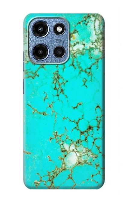 S2377 Turquoise Texture Motif imprimé Gemme Etui Coque Housse pour Motorola Moto G 5G (2025)