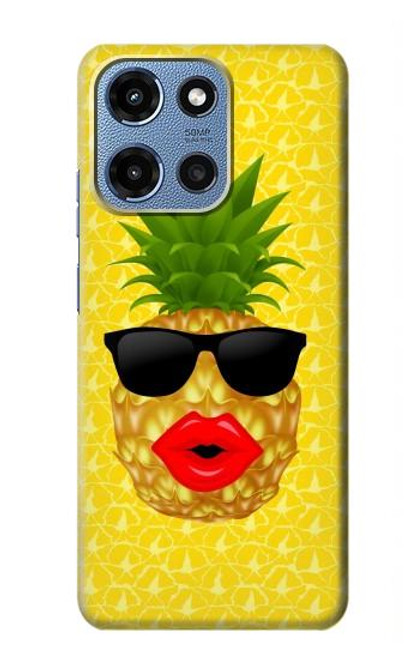 S2443 Baiser drôle d'ananas Lunettes de soleil Etui Coque Housse pour Motorola Moto G 5G (2025)