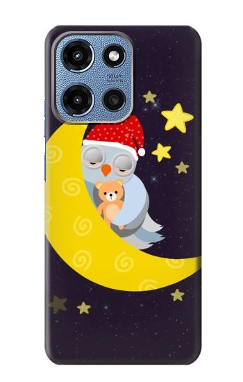 S2849 Mignon Lune Nuit Sleepy Chouette Etui Coque Housse pour Motorola Moto G 5G (2025)