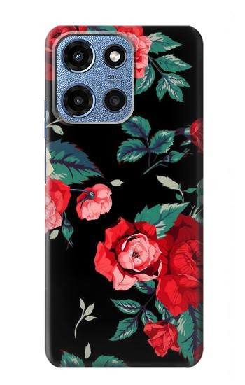 S3112 Motif floral Rose Noir Etui Coque Housse pour Motorola Moto G 5G (2025)