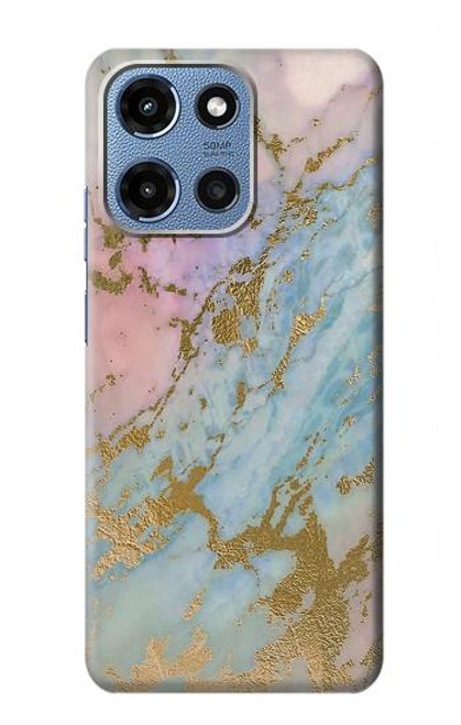S3717 Imprimé graphique en marbre bleu pastel or rose Etui Coque Housse pour Motorola Moto G 5G (2025)