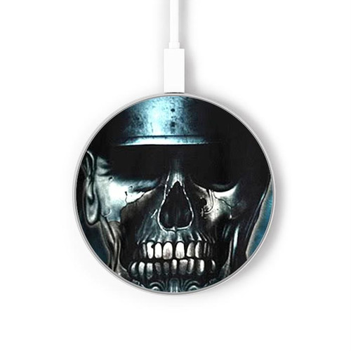 S0754 crâne soldat Chargeur sans fil 15W Type-C iPhone Android Station de charge à lumière LED