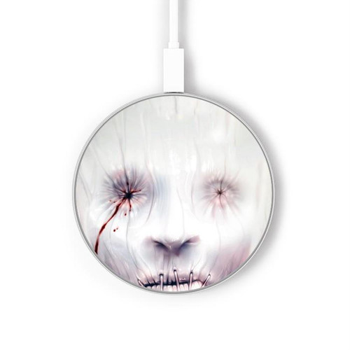 S0884 Visage d'horreur Chargeur sans fil 15W Type-C iPhone Android Station de charge à lumière LED