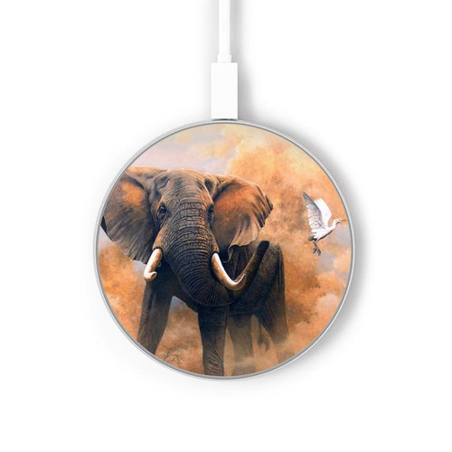 S1292 l'éléphant Chargeur sans fil 15W Type-C iPhone Android Station de charge à lumière LED