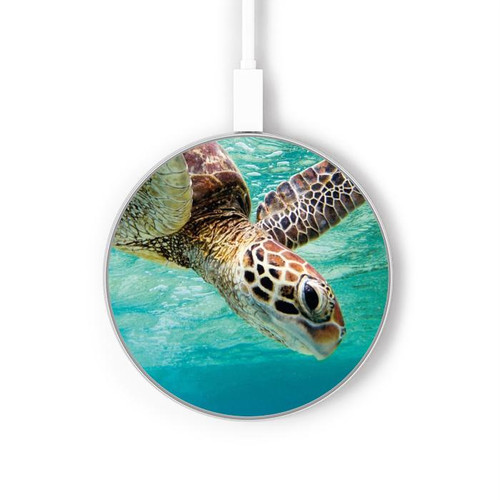 S1377 Océan tortue de mer Chargeur sans fil 15W Type-C iPhone Android Station de charge à lumière LED