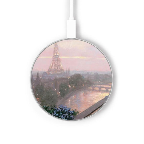 S1443 Terrasse à Paris Eifel Chargeur sans fil 15W Type-C iPhone Android Station de charge à lumière LED