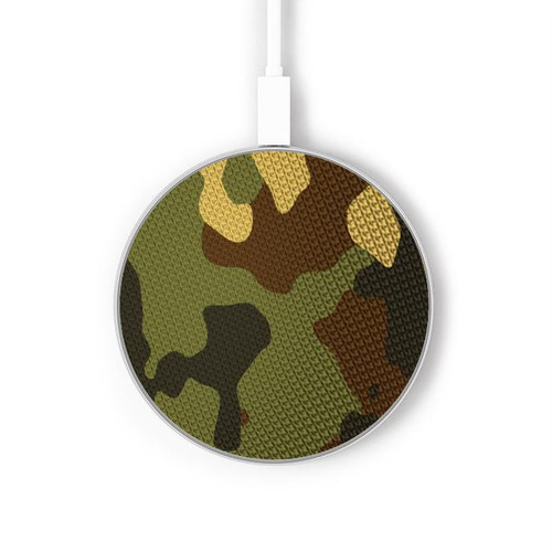 S1602 Camo Camouflage Imprimé graphique Chargeur sans fil 15W Type-C iPhone Android Station de charge à lumière LED