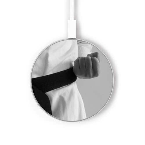 S1931 Noir Ceinture de karaté Chargeur sans fil 15W Type-C iPhone Android Station de charge à lumière LED