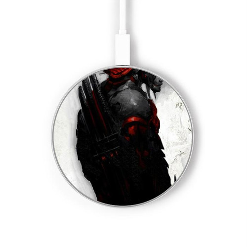 S2111 sombre Samurai Chargeur sans fil 15W Type-C iPhone Android Station de charge à lumière LED