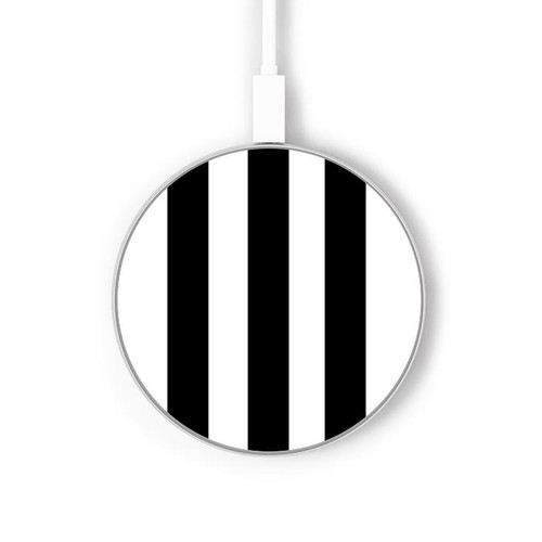 S2297 Noir et blanc rayures verticales Chargeur sans fil 15W Type-C iPhone Android Station de charge à lumière LED