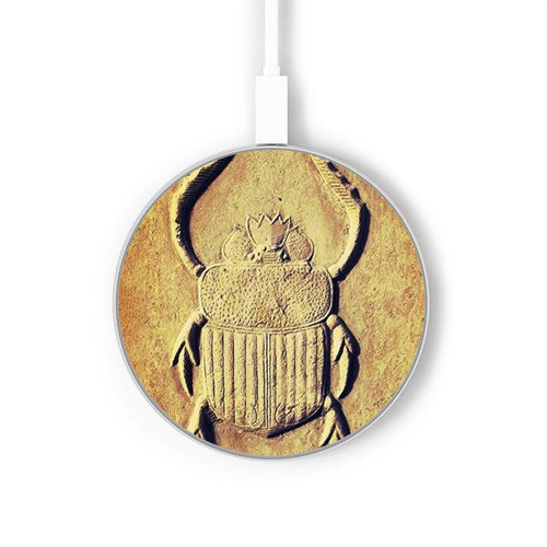 S2401 Scarabée égyptien Beetle imprimé graphique Chargeur sans fil 15W Type-C iPhone Android Station de charge à lumière LED