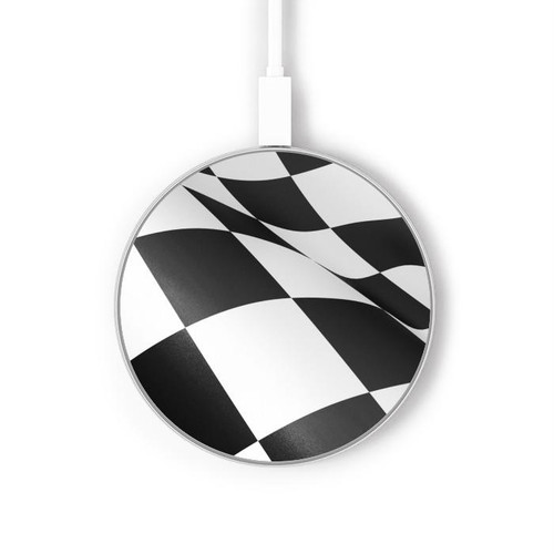 S2408 Vainqueur Drapeau checkered Chargeur sans fil 15W Type-C iPhone Android Station de charge à lumière LED