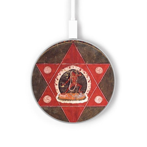 S2464 Mandala de la tradition tibétaine Naropa Chargeur sans fil 15W Type-C iPhone Android Station de charge à lumière LED