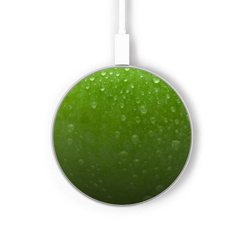 S2475 Seamless Texture verte pomme Chargeur sans fil 15W Type-C iPhone Android Station de charge à lumière LED