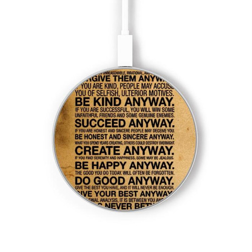 S2513 Mère Teresa Citations Quoi qu'il en soit Chargeur sans fil 15W Type-C iPhone Android Station de charge à lumière LED