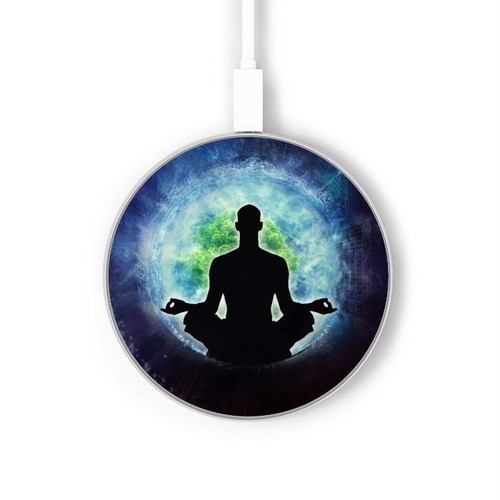 S2527 Yoga La nature Univers Chargeur sans fil 15W Type-C iPhone Android Station de charge à lumière LED