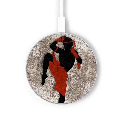 S2634 Muay Thai Kickboxing Art Martial Chargeur sans fil 15W Type-C iPhone Android Station de charge à lumière LED