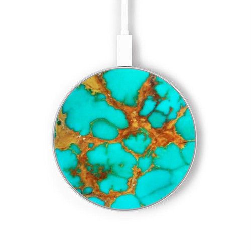 S2688 Aqua Copper Turquoise Graphic Gemme Chargeur sans fil 15W Type-C iPhone Android Station de charge à lumière LED