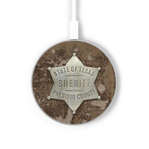 S2868 Texas Presidio shérif du comté Badge Chargeur sans fil 15W Type-C iPhone Android Station de charge à lumière LED