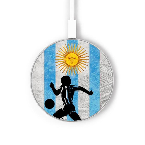 S2977 Argentine Football Football Chargeur sans fil 15W Type-C iPhone Android Station de charge à lumière LED