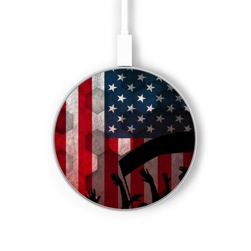 S2989 Amérique du football Chargeur sans fil 15W Type-C iPhone Android Station de charge à lumière LED