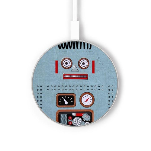 S3040 Retro Robot Jouet Chargeur sans fil 15W Type-C iPhone Android Station de charge à lumière LED