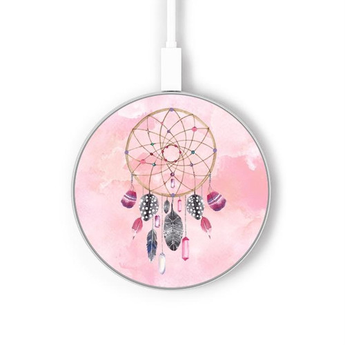 S3094 Peinture Dreamcatcher Aquarelle Chargeur sans fil 15W Type-C iPhone Android Station de charge à lumière LED