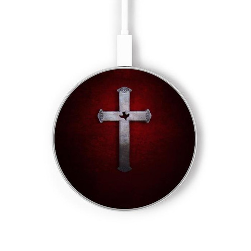 S3160 Croix chrétienne Chargeur sans fil 15W Type-C iPhone Android Station de charge à lumière LED
