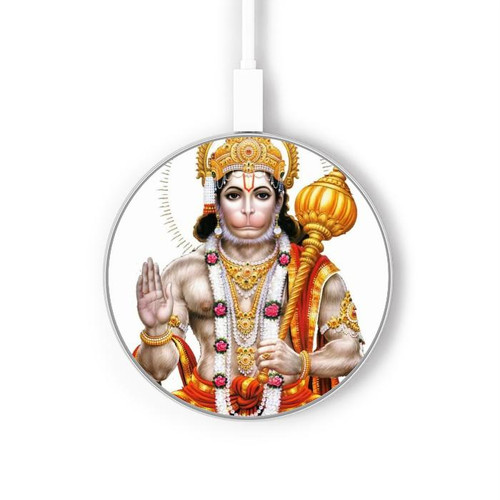 S3186 Hanuman Chalisa Hindi Hindu Chargeur sans fil 15W Type-C iPhone Android Station de charge à lumière LED