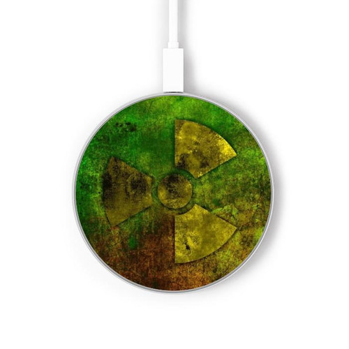 S3202 Symbole de danger radioactif nucléaire Chargeur sans fil 15W Type-C iPhone Android Station de charge à lumière LED