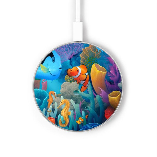 S3227 Monde sous-marin Dessin animé Chargeur sans fil 15W Type-C iPhone Android Station de charge à lumière LED