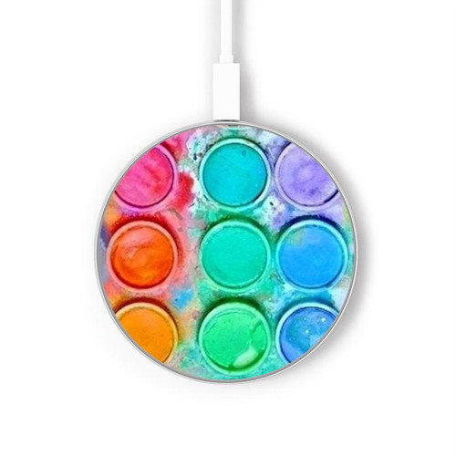 S3235 Mélange aquarelle Chargeur sans fil 15W Type-C iPhone Android Station de charge à lumière LED