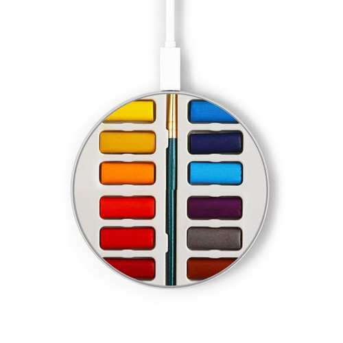 S3243 Ensemble de peinture aquarelle Chargeur sans fil 15W Type-C iPhone Android Station de charge à lumière LED