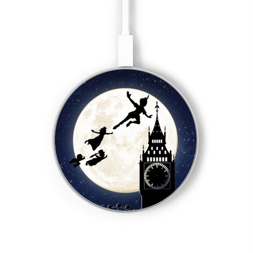 S3249 Peter Pan Pleine Lune Nuit Chargeur sans fil 15W Type-C iPhone Android Station de charge à lumière LED