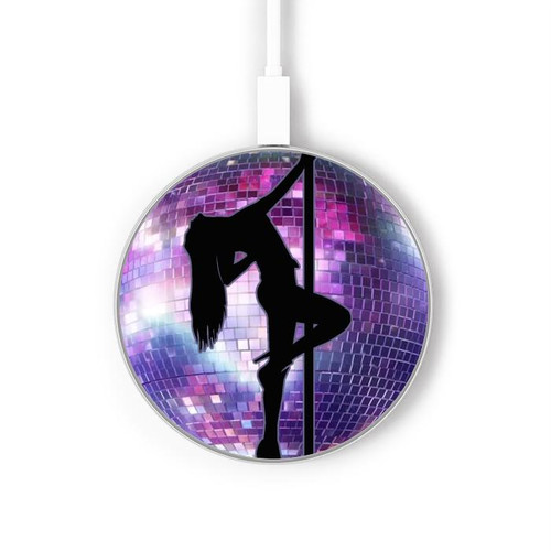 S3284 Disco Pole Fille Danse Chargeur sans fil 15W Type-C iPhone Android Station de charge à lumière LED