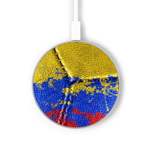 S3306 Colombie Drapeau de football graphique Millésime Chargeur sans fil 15W Type-C iPhone Android Station de charge à lumière LED