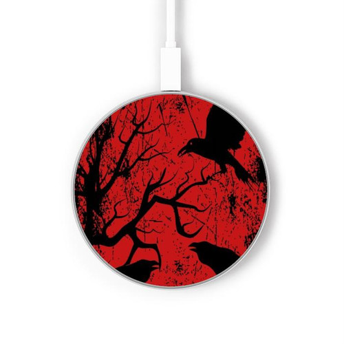 S3325 Corbeau Noir Sang Arbre Chargeur sans fil 15W Type-C iPhone Android Station de charge à lumière LED