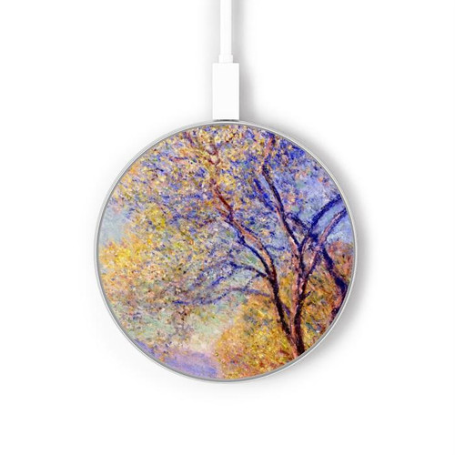 S3339 Claude Monet Antibes vue des jardins Salis Chargeur sans fil 15W Type-C iPhone Android Station de charge à lumière LED