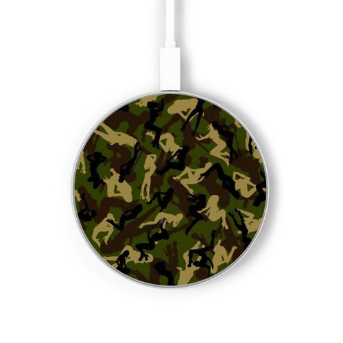 S3356 Camo camouflage de fille Chargeur sans fil 15W Type-C iPhone Android Station de charge à lumière LED